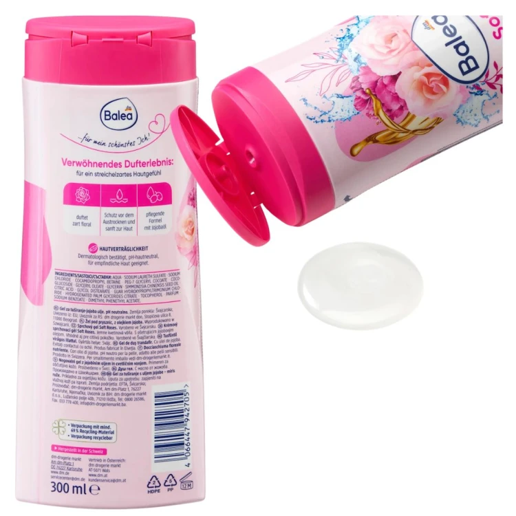 Balea Soft Roses Żel Do Mycia Pod Prysznic Delikatny Różany Zapach 300ml