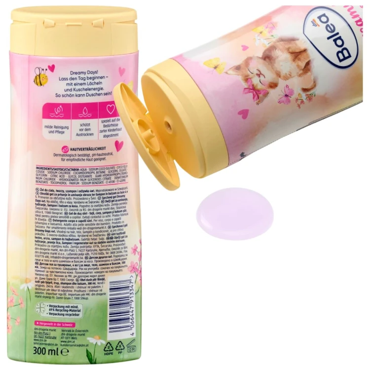 Balea Kids Dreamy Days Szampon I Żel Do Mycia Dla Dzieci 4w1 300ml