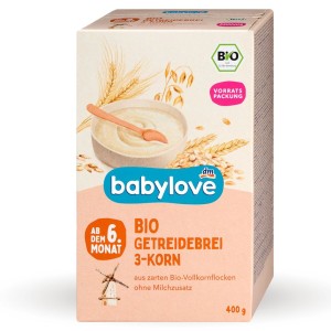 Babylove Bio Kaszka 3 Ziarna Zboża Bez Mleka 400g Owies Orkisz Jęczmień