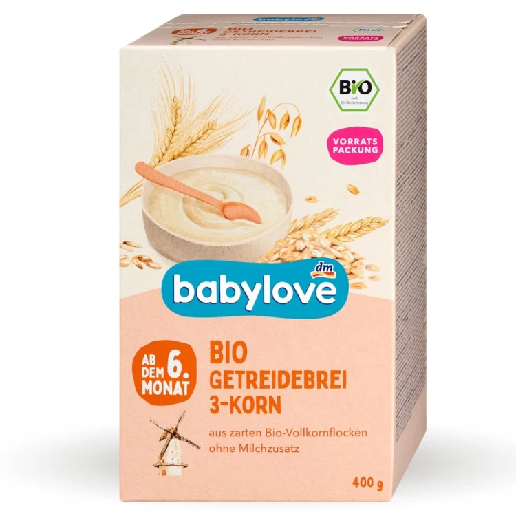 Babylove Bio Kaszka 3 Ziarna Zboża Bez Mleka 400g Owies Orkisz Jęczmień