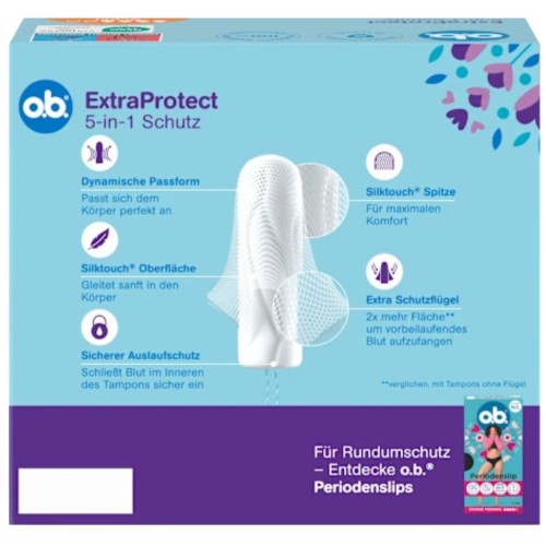 O.B. Extra Protect Super Tampony 42 szt 5-In-1 Schutz Silktouch Z Niemiec