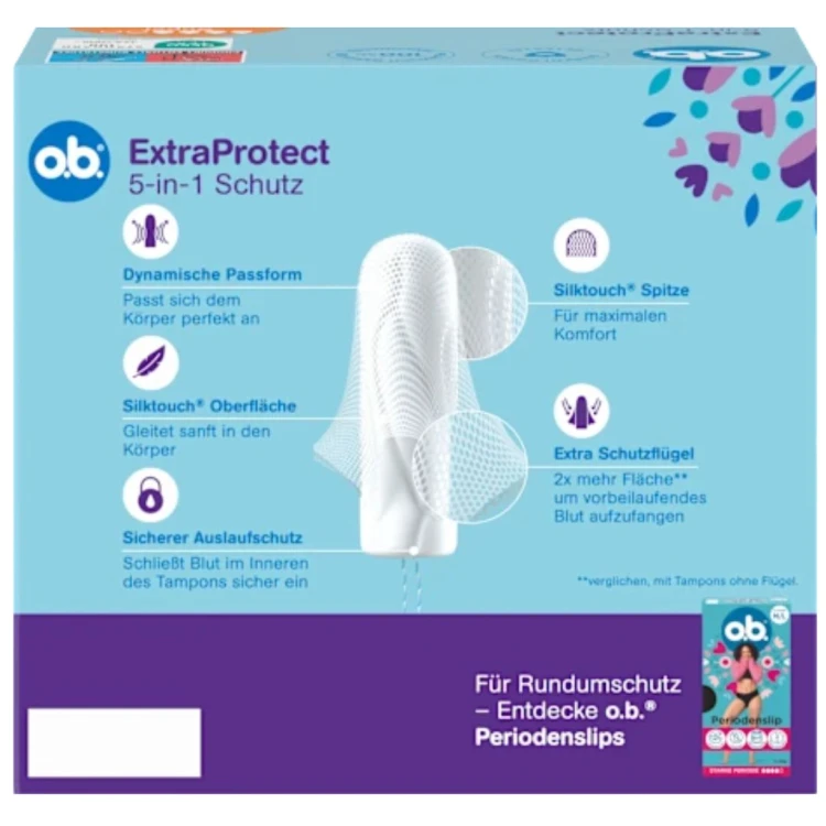 O.B. Extra Protect Super Tampony 42 szt 5-In-1 Schutz Silktouch Z Niemiec