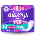 Always Daily Fresh Scent Wkładki Podpaski Zapachowe Pojedynczo Pakowane 20 szt