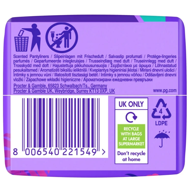 Always Daily Fresh Scent Wkładki Podpaski Zapachowe Pojedynczo Pakowane 20 szt