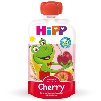 Hipp Mus Owocowy Cherry Wiśnia Banan Jabłko Pełnoziarniste Zboża W Saszetce