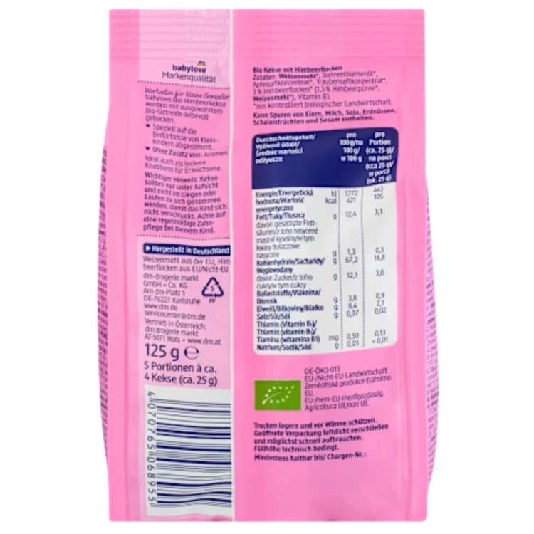 Babylove Bio Ciasteczka Malinowe Dla Dzieci Od 1 Roku Życia 125g Z Niemiec