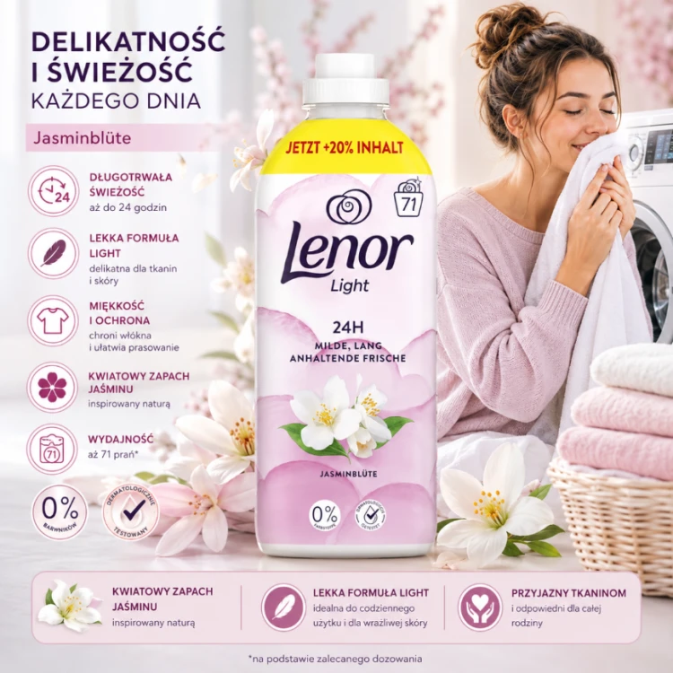 Lenor Jasminblute Delikatny Płyn Do Płukania Tkanin Kwiat Jaśminu 71 Prań
