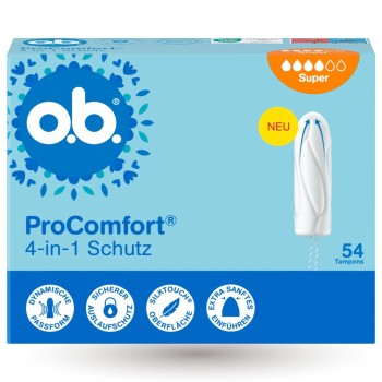 O.B. Pro Comfort Super Tampony 54 szt 4-IN-1 Schutz Silktouch Z Niemiec