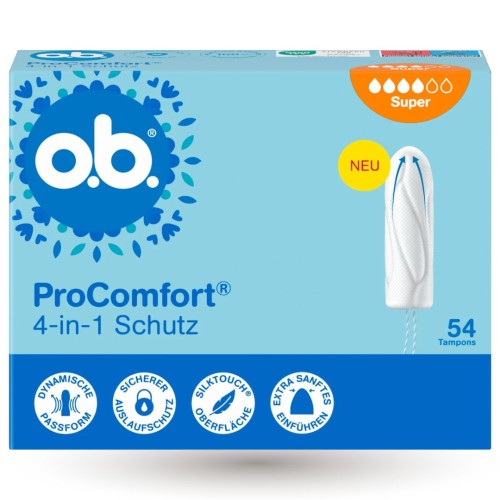 O.B. Pro Comfort Super Tampony 54 szt 4-IN-1 Schutz Silktouch Z Niemiec