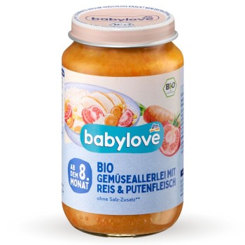 Babylove Bio Mix Warzyw Z Ryżem I Indykiem Delikatny Obiadek Po 8M