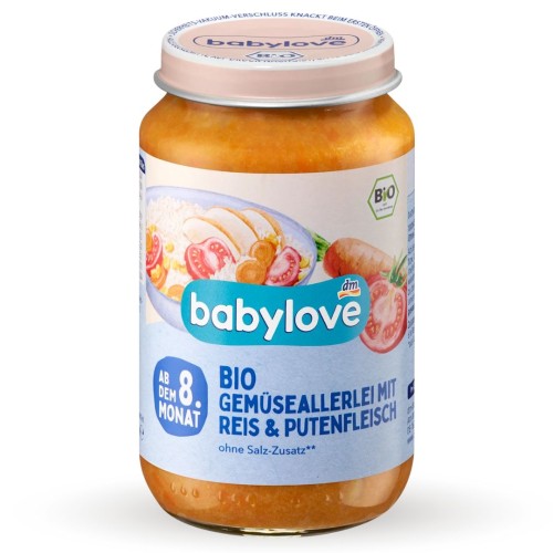 Babylove Bio Mix Warzyw Z Ryżem I Indykiem Delikatny Obiadek Po 8M