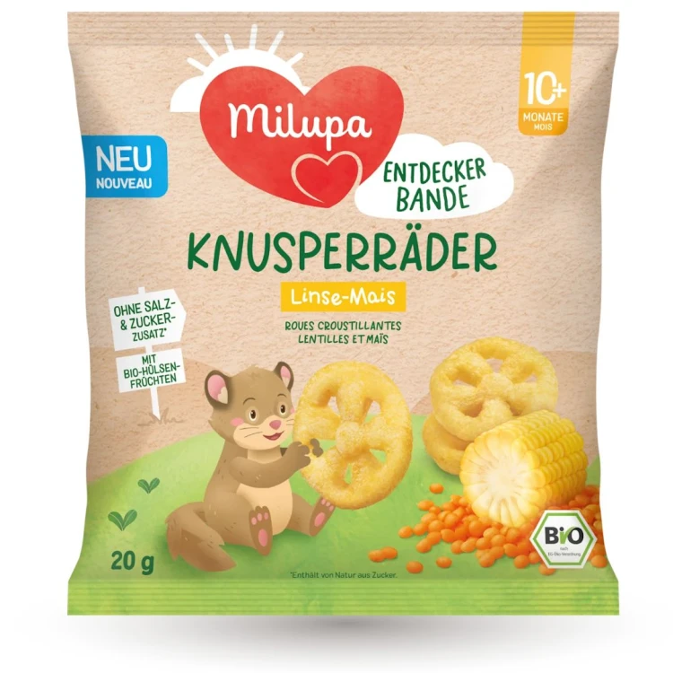 Milupa Bio Chrupki Krążki Zbożowe Kukurydza Z Soczewicą Od 10 Miesiąca