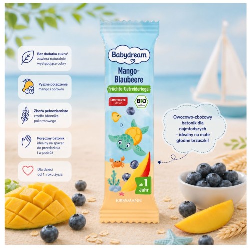 Babydream Bio Zdrowy Miękki Batonik Owocowy Dla Dzieci Bez Cukru Z Mango
