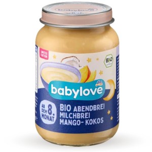 Babylove Bio Kolacja Dla Niemowląt Ryż Na Mleku Mango Z Kokosem Na Noc 8m