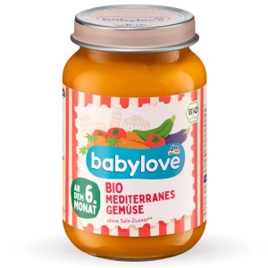 Babylove Bio Obiadek Ze Śródziemnomorskich Warzyw Z Bakłażanem 6m Bez Soli