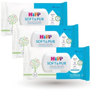 Hipp Chusteczki Nawilżane Dla Niemowląt Z Zamknięciem Soft & Pur 3x48szt