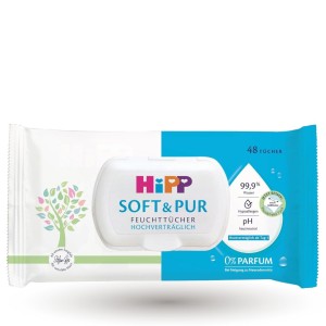 Hipp Chusteczki Nawilżane Dla Niemowląt Z Zamknięciem Soft & Pur 3x48szt
