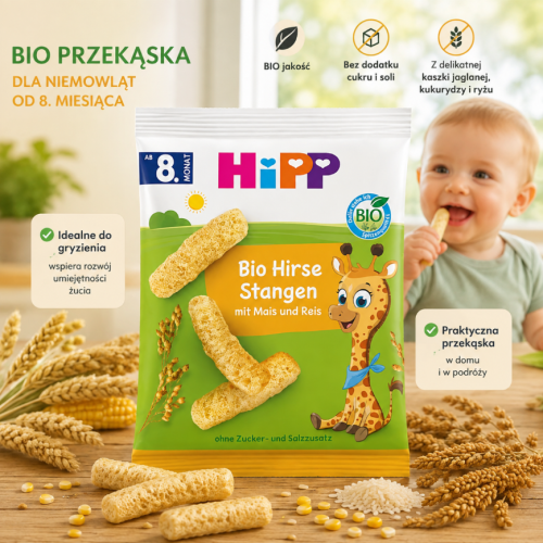 Hipp Bio Bezglutenowe Chrupki Jaglano Zbożowe Przekąska Do Gryzienia Od 8m