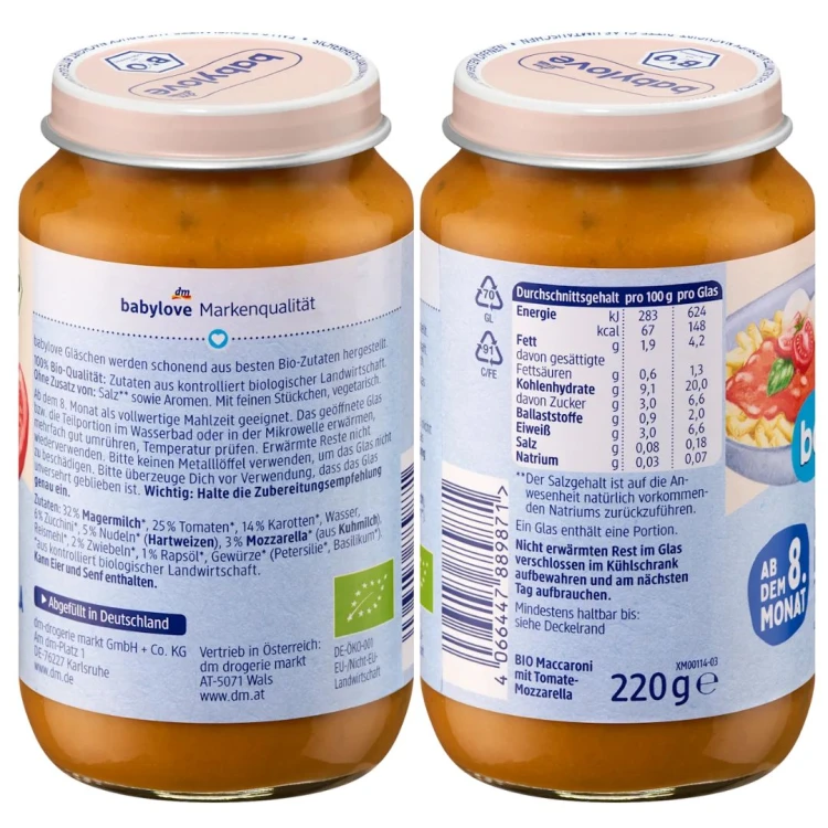 Babylove Bio Makaron Pomidorami I Mozzarellą Pyszny Zdrowy Obiadek Po 8m