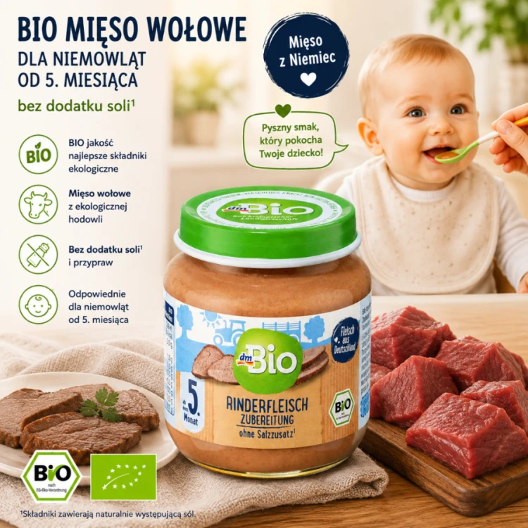 Dm Bio Mięso Wołowe W Słoiczku Ekologiczna Wołowina Obiadek Dla Niemowląt 5m