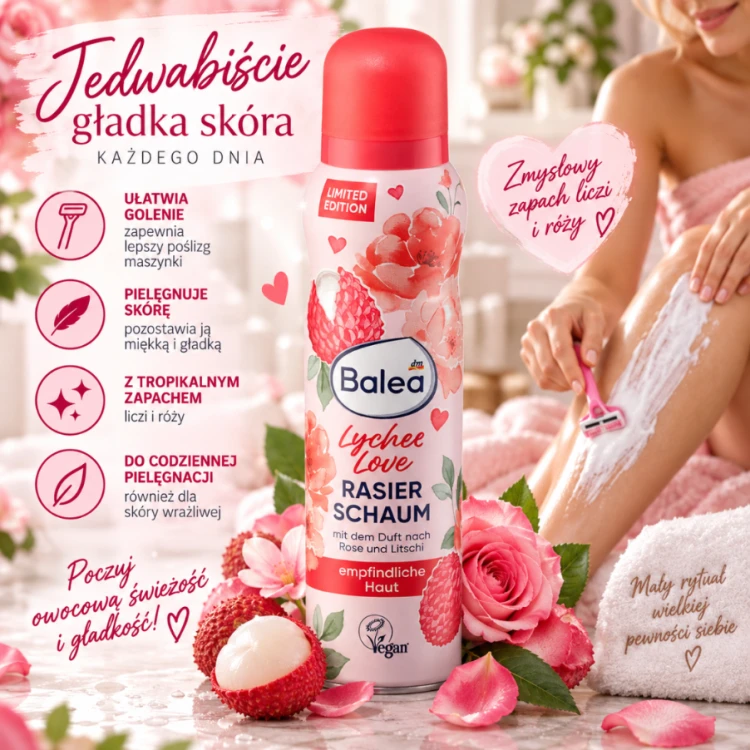 Balea Lychee Love Delikatna Pianka Do Golenia I Depilacji Liczi Róża 150 ml