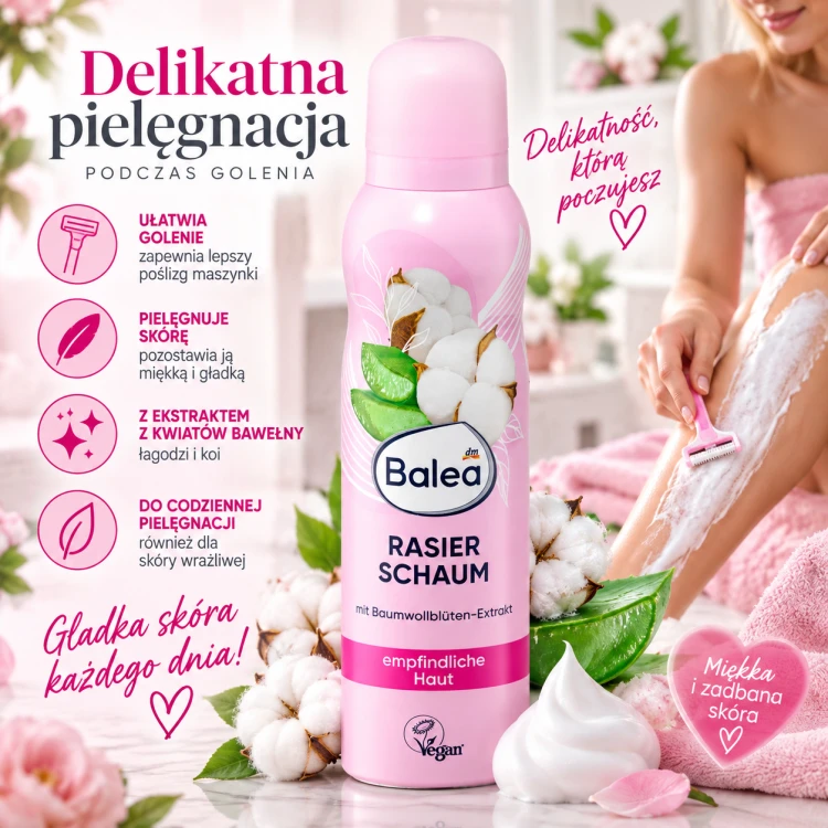Balea Pianka Do Golenia I Depilacji Ekstrakt Bawełny Aloes 150 ml Aloe Vera