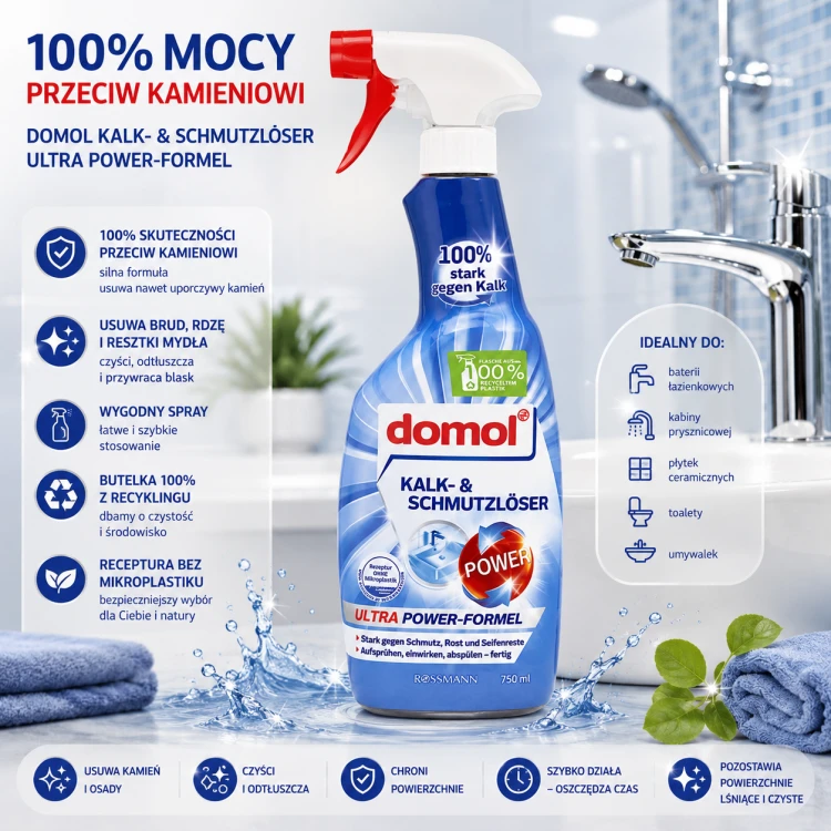 Domol Kalk Ultra Power Wielofunkcyjny Spray Środek Kamień Brud Osady Rdza
