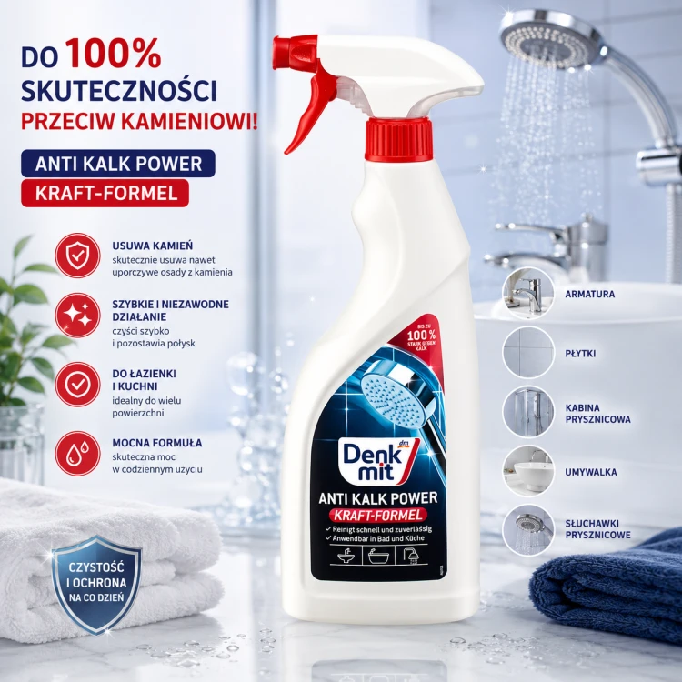 Denkmit Anti Kalk Power Spray Na Kamień Do Łazienki Kuchni Brud Osady Rdza