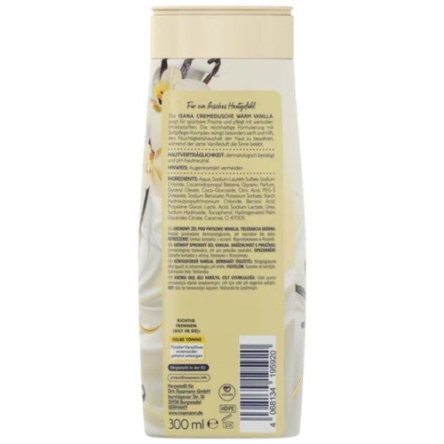 Isana Warm Vanilla Kremowy Żel Pod Prysznic Damski Wanilia Piękny Zapach 300ml