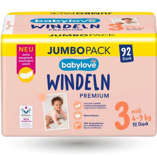 Babylove Pieluszki Nr 3 Pieluchy 92 Szt 4-9 Kg Premium