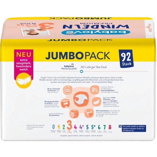 Babylove Pieluszki Nr 3 Pieluchy 92 Szt 4-9 Kg Premium