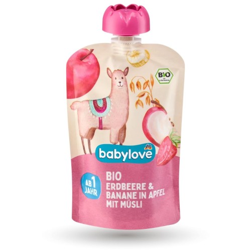 Babylove Bio Truskawka Banan Jabłko Musli 100g Saszetka
