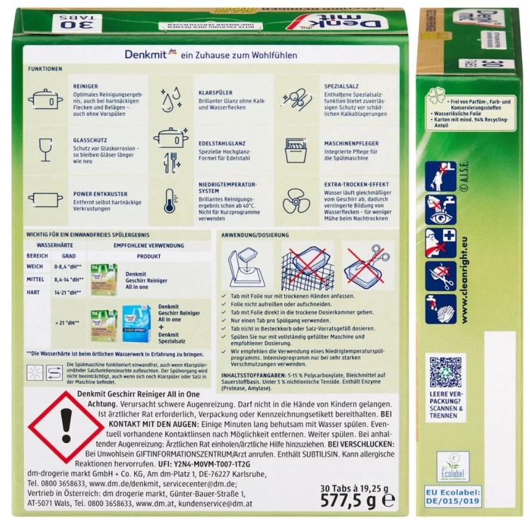 Denkmit Nature Tabletki Do Zmywarki Ekologiczne 30szt Bio Pro Climate