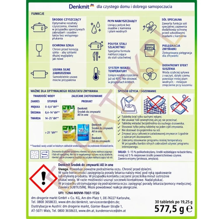 Denkmit Nature Tabletki Do Zmywarki Ekologiczne 30szt Bio Pro Climate
