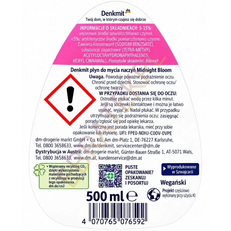 Denkmit Płyn Do Naczyń Midnight Bloom Skutecznie Usuwa Tłuszcz 500ml