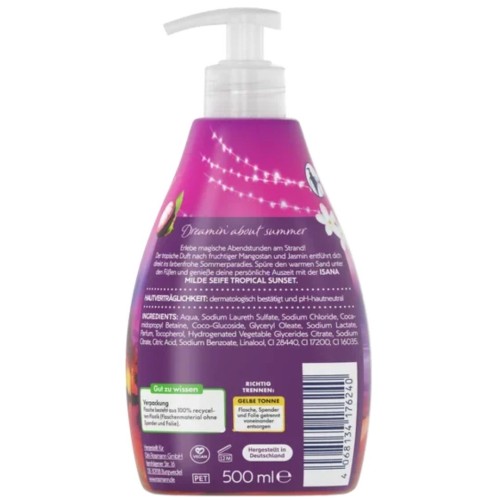 Isana Tropical Sunset  Kremowe Mydło Do Rąk Magnostan Jaśmin 500 ml Z Niemiec