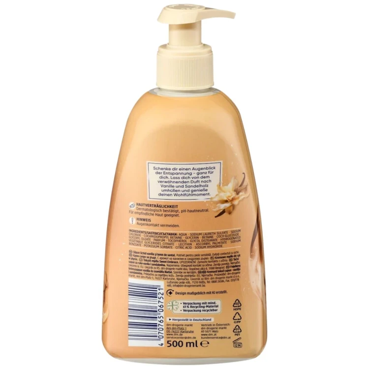 Balea Sweet Embrace Kremowe Mydło Do Rąk Wanilia Drzewo Sandałowe500 ml Z Niemiec