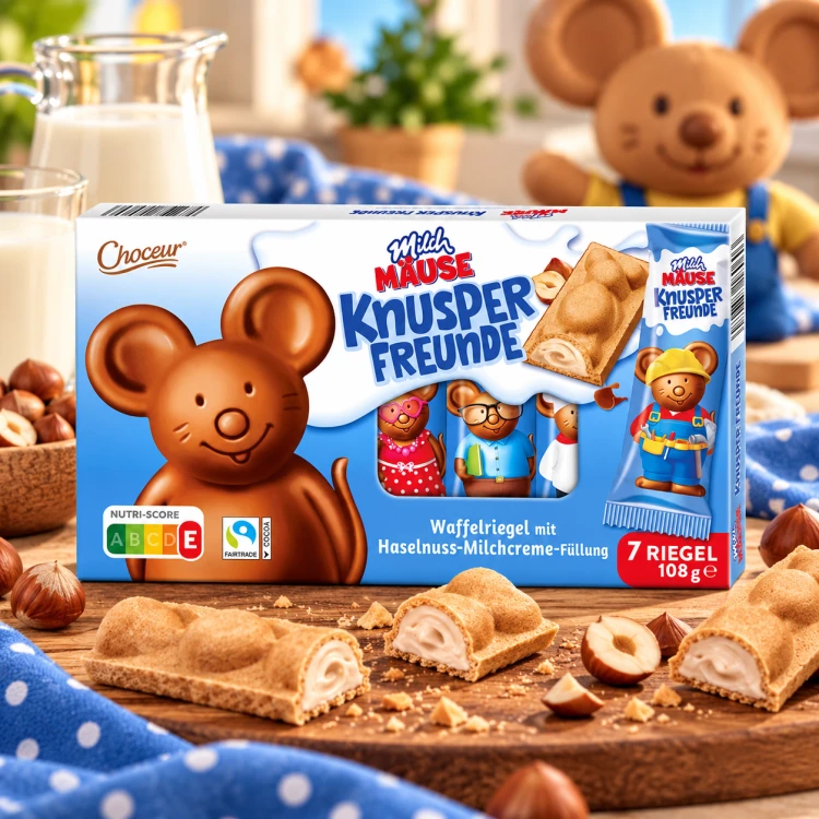 Choceur Milch Mause Knusper Freunde Wafelki Czekoladowe Batoniki Z  Kremem Orzechowym 108g
