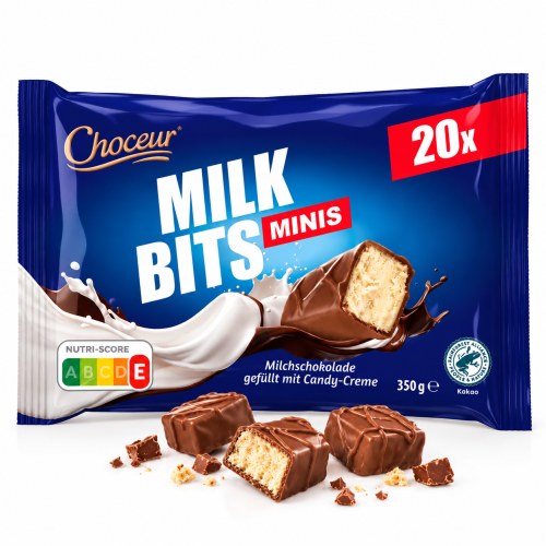 Choceur Milk Bits Mini Batony Z Kremem Mlecznym Polane Czekoladą 350g 20szt
