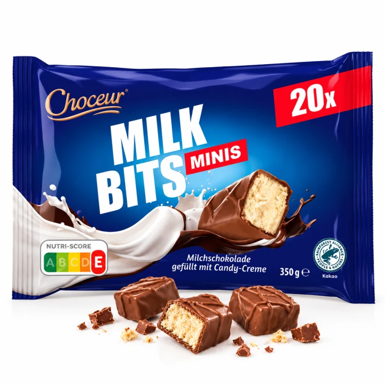 Choceur Milk Bits Mini Batony Z Kremem Mlecznym Polane Czekoladą 350g 20szt