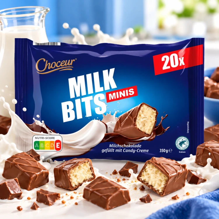 Choceur Milk Bits Mini Batony Z Kremem Mlecznym Polane Czekoladą 350g 20szt