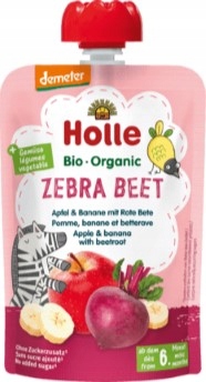 Holle Zebra Beet Mus Owocowy W Saszetce Jabłko Banan Buraki 6m Deserek