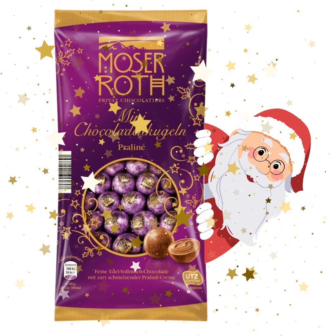 Moser Roth Świąteczne Mini Kulki Czekoladowe Pralinowe 150g Mikołaj