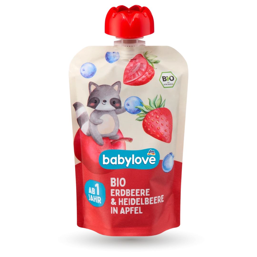 Babylove Bio Truskawka Jagoda Jabłko 100g Saszetka