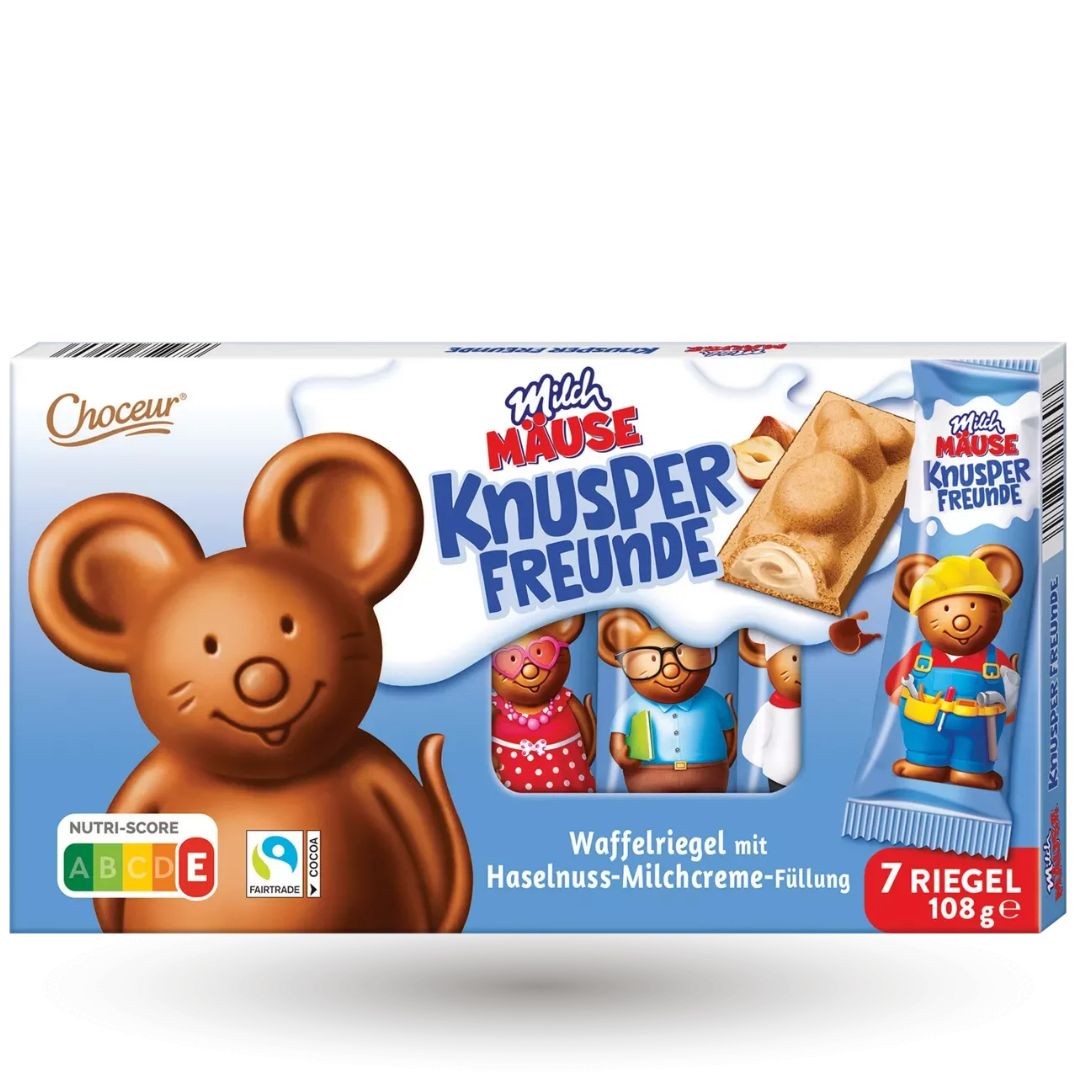 Choceur Milch Mause Knusper Freunde Wafelki Czekoladowe Batoniki Z  Kremem Orzechowym 108g